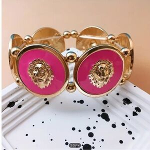 Fashion Jewelry Gold and Pink Bold Bracelet